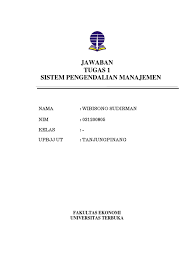 Aasas tugas manajemen strategik nama bekthi tri utomo nim 43219210038 dosen pengampu adli, dr, m.si konsep manajemen strategik: Jawaban Tugas 1 Sistem Pengendalian Manajemen