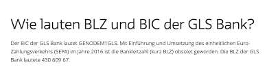 Gls Bank Blz