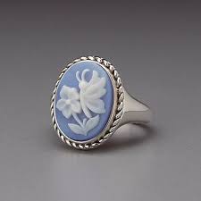 Sterling Silver Oval Blue Agate Cameo Ring By Lenox Cameo Jewelry Rings Diamond Jewelry Trends Cameo Ring