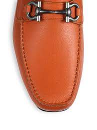 Ferragamo Parigi Leather Drivers In Dark Orange Orange For Men Lyst