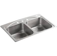 Kohler stainless steel kitchen sinks drain rack. Kohler K 3145 4 Na Cadence 33 Double Basin Build Com