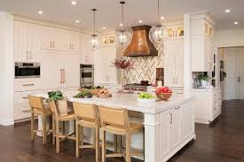 Choosing kitchen counter stools for your kitchen island or peninsula can be tricky. White Kitchen Island With Light Orange Leather Counter Stools Transitional Kitchen