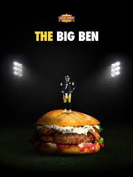 The Big Ben Tribute To The Iconic Cheese Burger Society Receipe Poster Graphic Design Advertising Campai Creative Burger Food Poster Design Photoshop Pics
