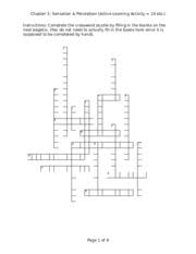 Maybe you would like to learn more about one of these? Ch 3 Active Learning Activity Chapter 3 Sensation Perception Active Learning Activity 10 Pts Instructions Complete The Crossword Puzzle By Course Hero