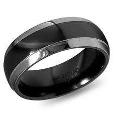 8mm Dome Step Down Edge Black Gray Titanium Wedding Band Mens Wedding Rings Titanium Titanium Wedding Rings Mens Wedding Rings