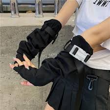 Normcore Studios Black Techwear Egirl Outfit Long Sleeved Gloves