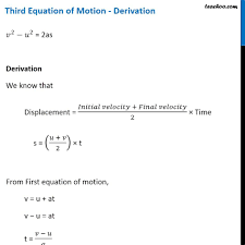 Third Equation Of Motion Derivation Explanation Teachoo Science