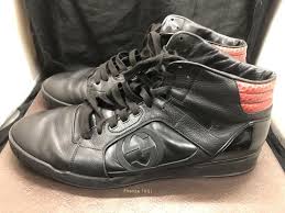 Black And Red Designer Sneakers Gucci 295322 Black Leather Red Snakeskin Signature Designer Sneaker Size 13 Fashion Clothing Shoes Accessories Mens Sneakers Sneakers Black Black Leather