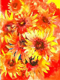 Yellow red and purple flower painting. Blanket Flowers By Suren Nersisyan Orange Painting Red Art Flower Painting