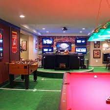 Sport Theme In The Basement Football Man Cave Man Cave Home Bar Best Man Caves