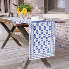 Gaya Cobalt Table Runner In 2020 Printed Table Runner Blue Table Runner Table Cloth