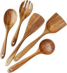 Kitchen utensils from fuzhou zelda technology co., ltd. Amazon Com Wooden Spoons For Cooking Adloryea Wooden Utensils For Cooking With Nonstick Cookware 5 Piece Wood Spatula Set Kitchen Tools Made By 100 Eco Friendly Natural Teak Kitchen Dining