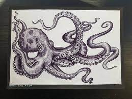 Kraken Octopus Wall Decor Blackwork Print Etsy In 2021 Octopus Art Print Octopus Print Alien Art