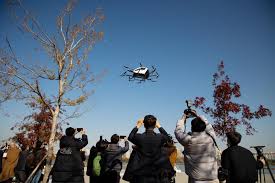 Wait a few seconds, and you should hear the screaming. Drone Taxi And Bags Of Rice Take Flight In South Korea
