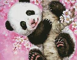 cherry blossom panda cross stitch pattern by tereena clarke crosstitch com tattoo painting art coloriage anniversaire toy story