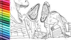 Download printable indominus rex from jurassic world coloring page. Drawing And Coloring Indominus Rex Vs Mosasaur Vs T Rex Draw Jurassic World Dinosaurs Battle Youtube