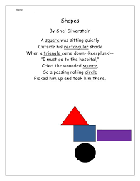 Shapes Poem By Shel Silverstein Shape Poems Shel Silverstein Poems Kids Poems