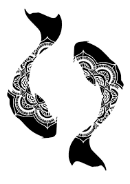 Black And White Stencil Koi Fish Design Mandala Koi Fish Stencil Craft Fabric Glass Furniture Wall Art Fish Stencil Geometric Tattoo Sleeve Designs Koi Art
