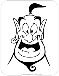 Aladdin cartoons coloring pages with genie for kids, printable. Coloring Page Of Aladdin S Genie Smiling Disney Genie Aladdin Coloringpages Disney Character Drawings Cartoon Drawings Disney Drawings