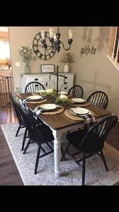 Farmhouse Table White Base Black Chairs And Dark Walnut Top Www Facebook Com 1000 Farmhouse Dining Room Table Black Kitchen Chairs Dining Table Black