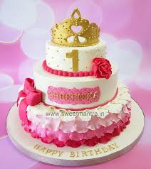 Princess Theme Customized 3 Tier Designer Fondant Cake For Girl S 1st Birthday At Pune Tiered Cakes Birthday Cake Girl Cakes