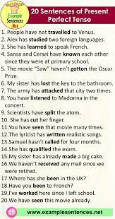 20 Sentences Of Present Perfect Tense Examples 20 Sentences In Present Perfect Tense Example Sentences Perfect Tense Present Perfect Tenses