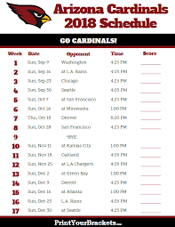Printable 2018 Arizona Cardinals Football Schedule Arizona Cardinals Schedule Arizona Cardinals Arizona Football