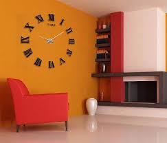New Modern 3d Mirror Diy Large Wall Clock Surface Sticker Home Office Decor Living Room Orange Living Room Paint Asian Paints Colour Shades