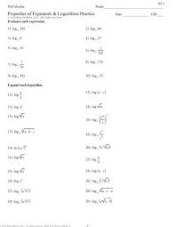 1) solve the following indefinite integrals Logarithms Worksheet Precalculus