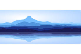 Blue Mountains And Sea Vector Landscape By Msa Graphics Thehungryjpeg Com