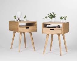 Mid Century Modern Solid Walnut Nightstand With Double Drawers Etsy Mid Century Modern Nightstand Modern Nightstand Oak Furniture