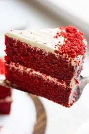 Close Up Image Of Red Velvet Cake Slice Velvet Cake Recipes Red Velvet Cake Recipe Dessert Cake Recipes