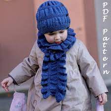 Knitting Pattern Hat And Scarf Frill Set Toddler Child Etsy In 2021 Hat Knitting Patterns Knitted Hats Scarf Knitting Patterns