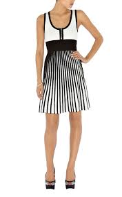Karen Millen Km096 Rib Panelled Knit Stripe Dress Black White Karen Millen Short Dresses Casual Karen Millen Dress