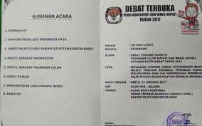 Saat siaran radio, anda harus mengenalkan diri, menyebutkan nama. Inilah Susunan Acara Debat Terbuka Pilkada Kobar 2017 Sesi Ii