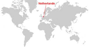 Netherlands from earth's orbit in space highlighted in red color. Netherlands Map And Satellite Image