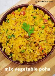 Mixed Vegetable Poha Recipe Poha Recipe Breakfast Recipes Indian Mixed Vegetables