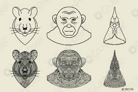 ¿estás organizando un baby shower? Cabezas Ornamentales Con Dibujos Etnicos De Animales En Juego Rata Vector De Stock Crushpixel