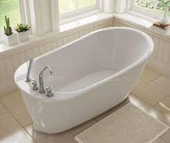 60'' oval soaking tub in white with chrome clawfoot, included gold external drain and free natural bamboo wooden tray,. Maax Sax 60 X 32 Freestanding Bathtub At Menards