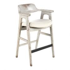 Washed linen and rustic frame Konrad Curved Antique Gray Barstool