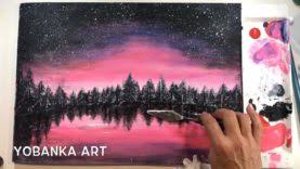En la pintura acrílica los pigmentos se mezclan con una sustancia plástica llamada polímero de acrílico. Como Pintar Un Anochecer Con Acrilicos Super Facil Yobanka Art