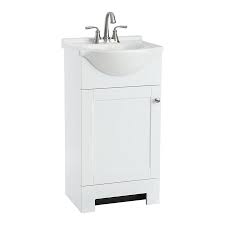 Give your bathroom a light and airy feel with this vanity with top from the ellenbee collection. Style Selections Euro 18 In White Single Sink Bathroom Vanity With White Cultured Marble Top In The Bathroom Vanities With Tops Department At Lowes Com