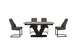 Giovani grey white high gloss and glass 100cm round dining table and 4 milan chairs set. Merlin Extending Dining Table And 4 Chairs Furniture Village