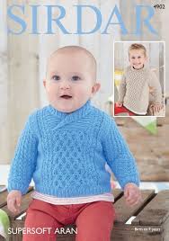 Knitting patterns for pullover sweaters for children. Babies Childrens Sweaters In Supersoft Aran Sirdar Knitting Pattern 4902