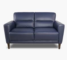Sale ends in 4 hours. Jasper Blue Leather Loveseat Kane S Furniture