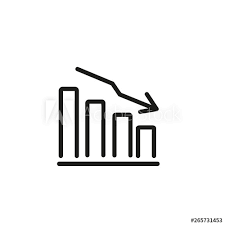 Money Loss Line Icon Arrow Down Diagram Bar Chart Stock
