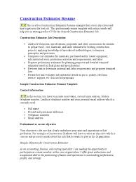 construction estimator resume