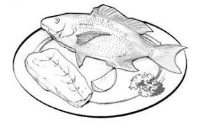 Drawing Of A Cooked Fish On A Plate A Sprig Of Parsley Garnishes The Fish Fish Sketch Kidney Friendly Foods Drawings