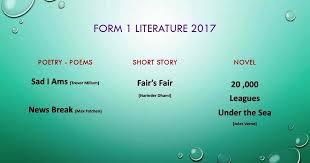 33 the following are the novels studied in the literature component in english language. Literature Subjects For Form 1 To Form 5 2017