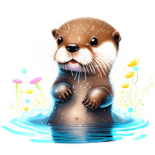 Adorable Cute Otter Swimming in a River Cartoon · Creative Fabrica